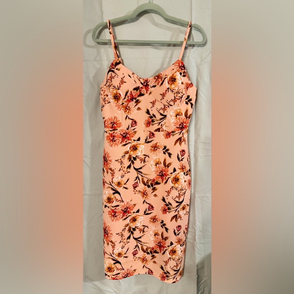 No Boundaries Strapless Floral Dress in Peach and Pink